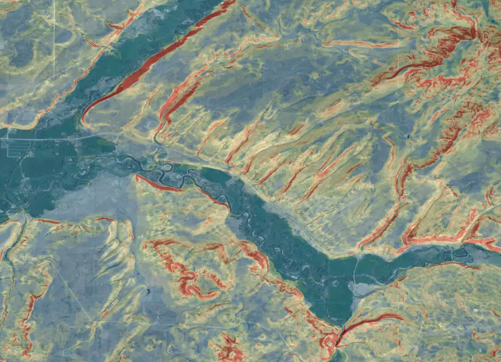 topographic map showing elevation and terrain contours