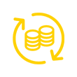 yellow data storage icon with circular arrows